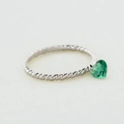 Bague Fine BEGUIN - Vert / Argenté