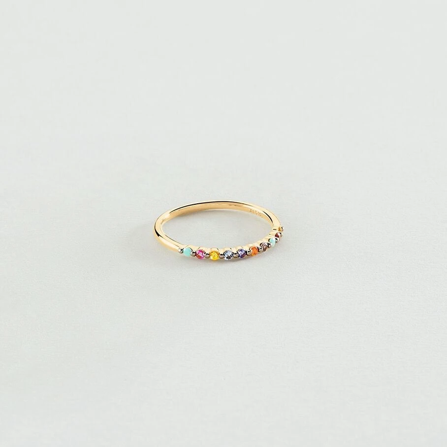 Bague Fine BELOVED - Multicolore / Doré 3 Bague Fine BELOVED - Multicolore / Doré