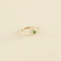 Bague Fine LUCKY EYE - Vert / Doré