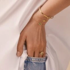 Bague Fine LUCKY EYE - Vert / Doré 7 Bague Fine LUCKY EYE - Vert / Doré -Femini Boutique 02290027 658 58 M2