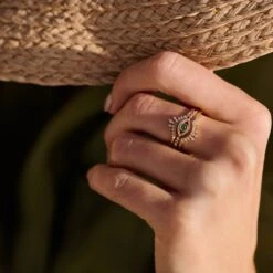 Bague Fine LUCKY EYE - Cristal / Doré 6 Bague Fine LUCKY EYE - Cristal / Doré -Femini Boutique 02290028 137 52 M2