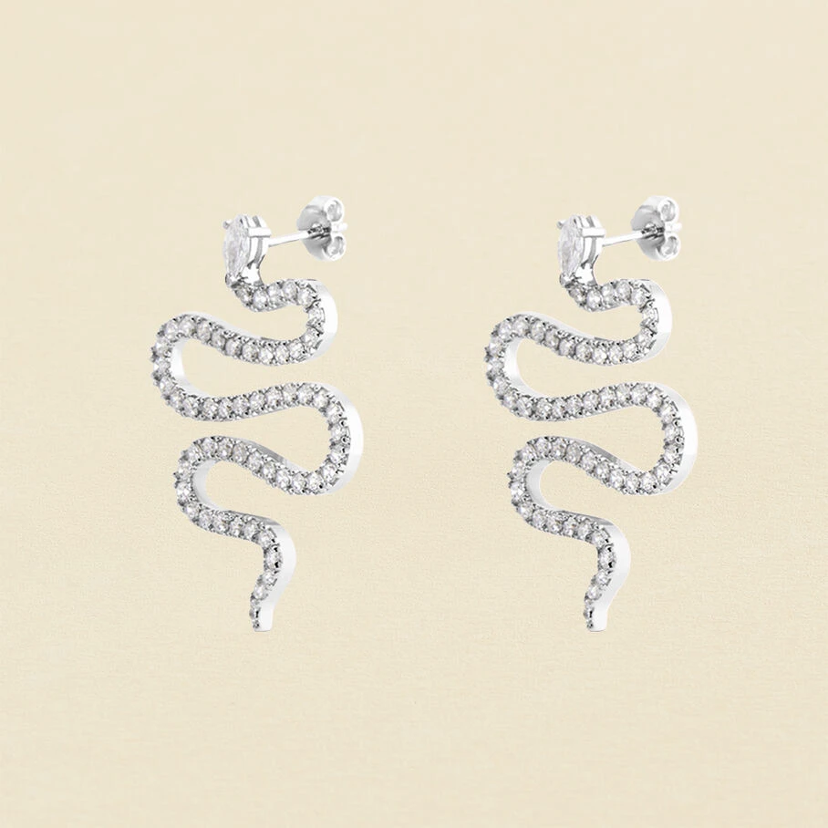 Boucles D'oreilles Pendantes SNAKY - Cristal / Argenté 3 Boucles D'oreilles Pendantes SNAKY - Cristal / Argenté