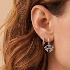 Créoles LUCKY EYE - Turquoise / Argenté 9 Créoles LUCKY EYE - Turquoise / Argenté -Femini Boutique 02321271 650 TU M2