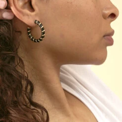 Créoles SESHA - Noir / Doré -Femini Boutique 02350950 270 TU M1