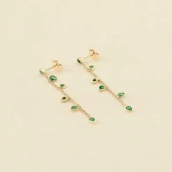 Boucles D'oreilles Pendantes NEITH - Vert / Doré