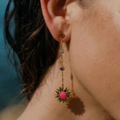 Boucles D'oreilles Pendantes RODEO - Multicolore / Doré -Femini Boutique 02380431 256 TU M2