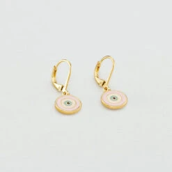 Boucles D'oreilles Pendantes CYCLADES - Rose Pâle/ Doré