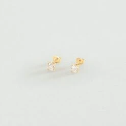 Boucles D'oreilles Puces SOL - Cristal / Doré
