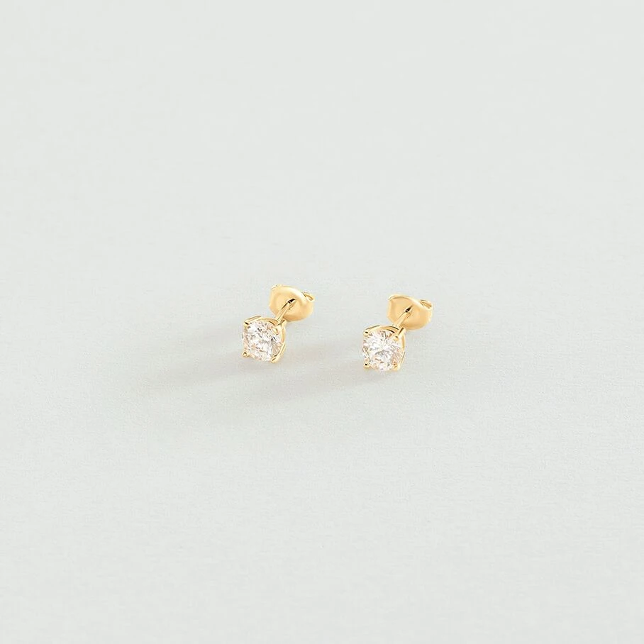 Boucles D'oreilles Puces SOL - Cristal / Doré 3 Boucles D'oreilles Puces SOL - Cristal / Doré