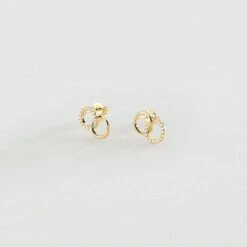 Boucles D'oreilles Puces RONDOU - Cristal / Doré