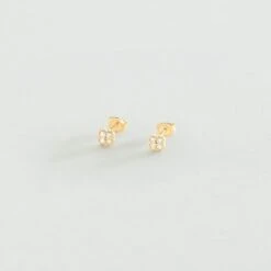 Boucles D'oreilles Puces BELOVED - Cristal / Doré