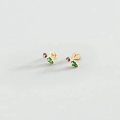 Boucles D'oreilles Puces ASTRE - Vert / Doré