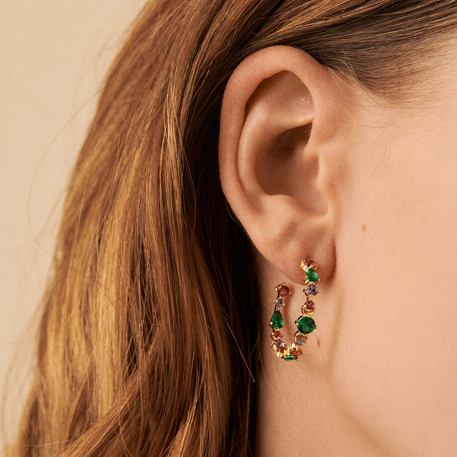 Créoles ASTRE - Multicolore / Doré 4 Créoles ASTRE - Multicolore / Doré – Image 2