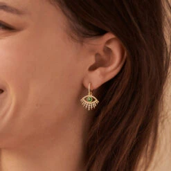 Créoles LUCKY EYE - Vert / Doré -Femini Boutique 02390792 658 TU M1