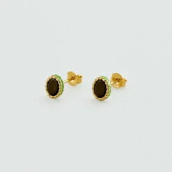 Boucles D'oreilles Puces ATMA - Onyx/ Vert
