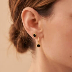 Boucles D'oreilles Puces ATMA - Onyx/ Vert -Femini Boutique 02390798 513 TU M2