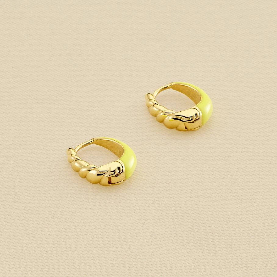 Créoles ATMA - Jaune / Doré 3 Créoles ATMA - Jaune / Doré