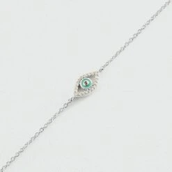 Bracelet Souple LUCKY EYE - Turquoise / Argenté