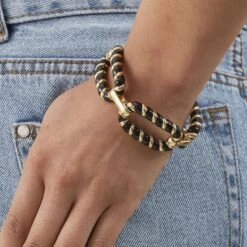 Bracelet Souple SESHA - Noir / Doré -Femini Boutique 02451152 270 TU M2