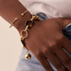 Bracelet Souple BOUCLE - Ecaille / Doré -Femini Boutique 02480102 173 TU M2