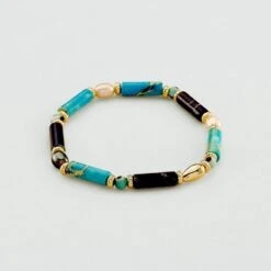 Bracelet Souple CYCLADES - Bleu / Doré