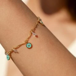 Bracelet Souple CYCLADES - Turquoise / Doré 6 Bracelet Souple CYCLADES - Turquoise / Doré -Femini Boutique 02480272 731 TU M1