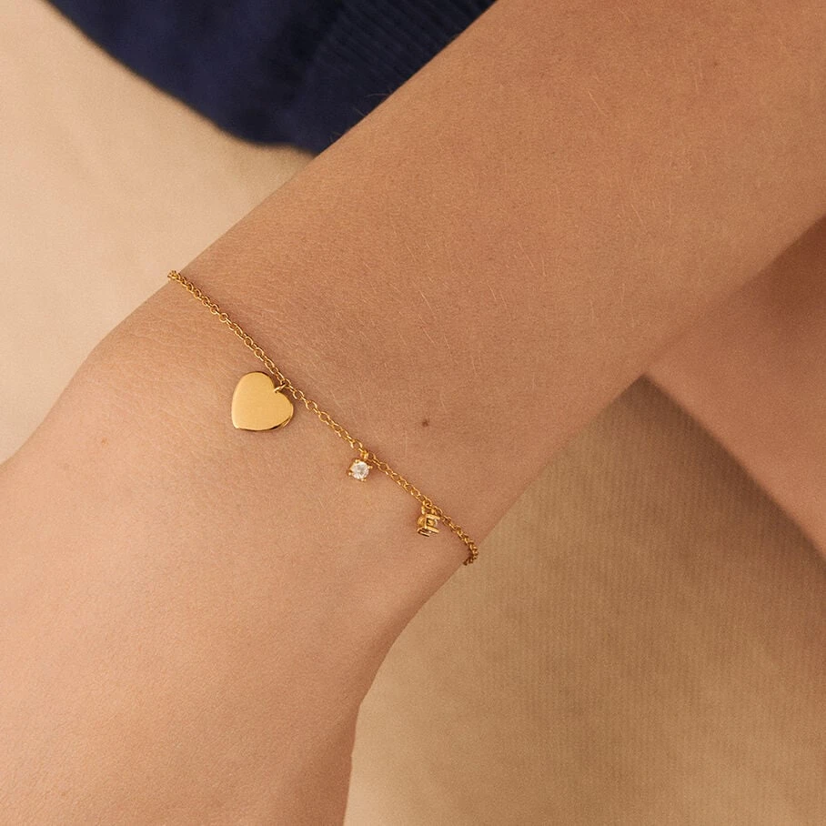 Bracelet Souple CORAZON - Cristal / Doré 4 Bracelet Souple CORAZON - Cristal / Doré – Image 2