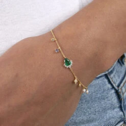 Bracelet Souple ASTRE - Vert / Doré 5 Bracelet Souple ASTRE - Vert / Doré -Femini Boutique 02490070 658 TU M1