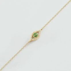 Bracelet Souple LUCKY EYE - Vert / Doré