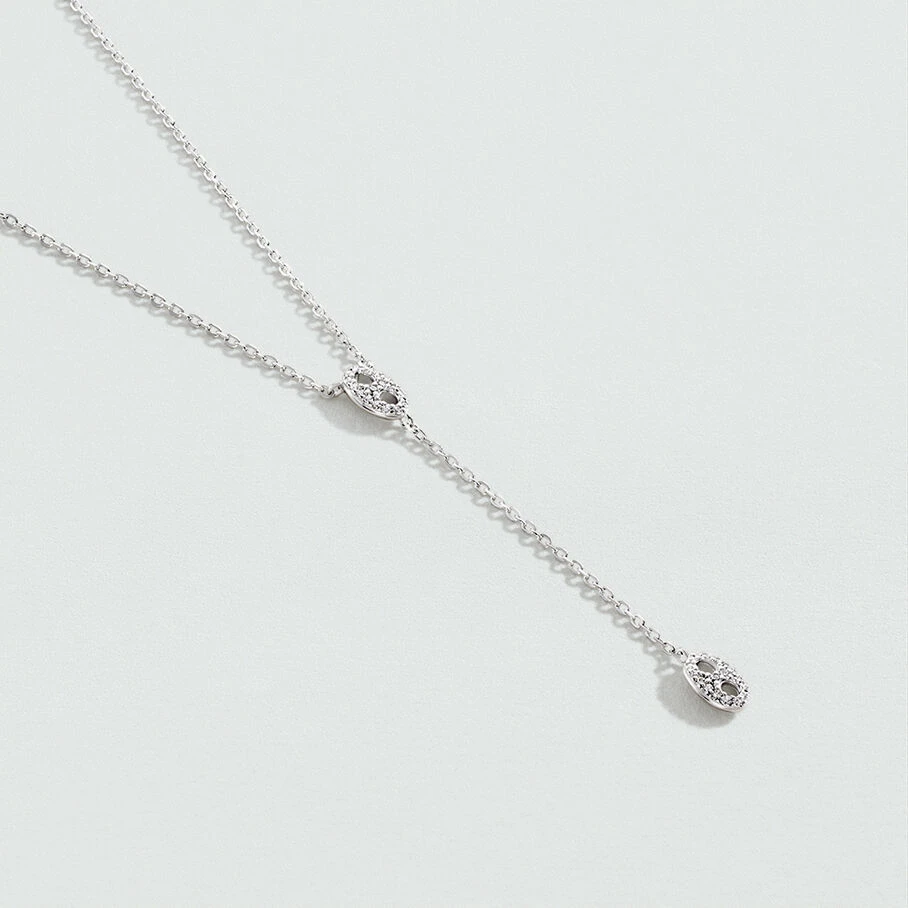 Collier Mi-long ETREINTE - Cristal / Argenté 3 Collier Mi-long ETREINTE - Cristal / Argenté