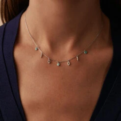 Collier Ras Du Cou LUCKY EYE - Turquoise / Argenté -Femini Boutique 02623702 650 TU M1