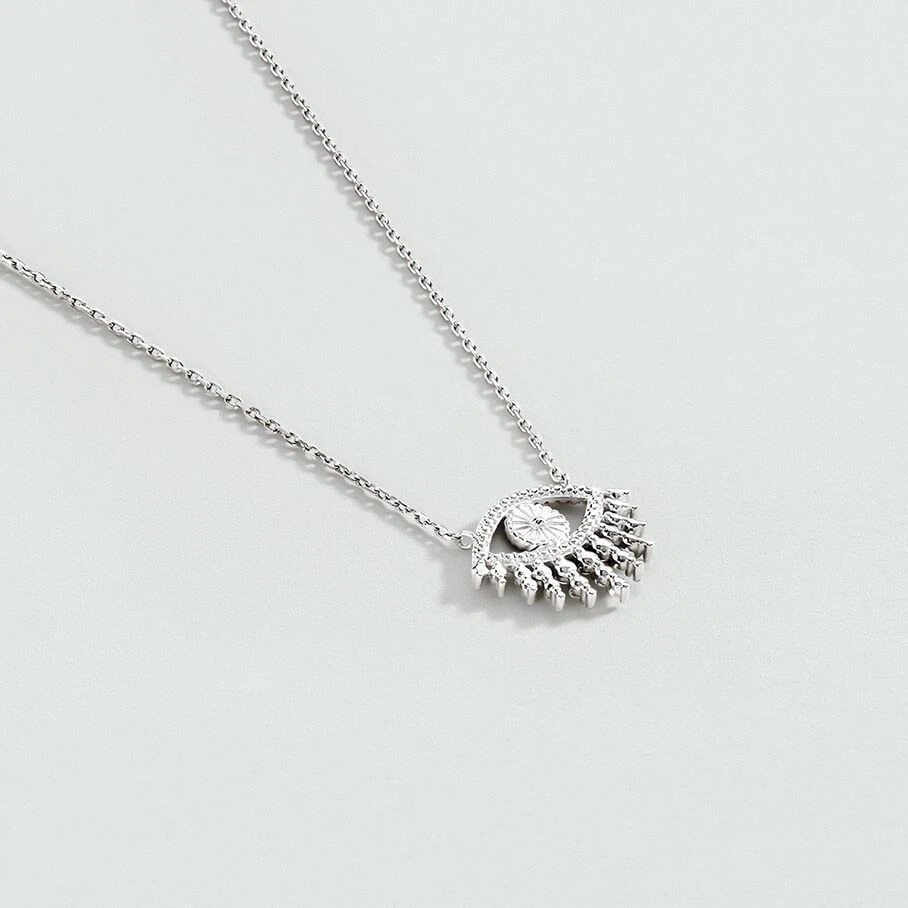 Collier Mi-long LUCKY EYE - Turquoise / Argenté 4 Collier Mi-long LUCKY EYE - Turquoise / Argenté – Image 2