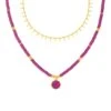 Collier Mi-long BAIA - Fuchsia / Doré -Femini Boutique 02651354 188 TU 01