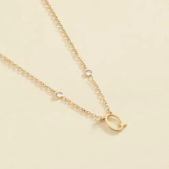Collier Ras Du Cou LETTRE Q - Cristal / Doré