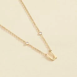 Collier Ras Du Cou LETTRE U - Cristal / Doré
