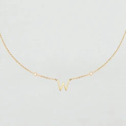 Collier Ras Du Cou LETTRE W - Cristal / Doré