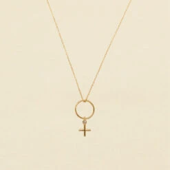 Collier Mi-long FEMME - Cristal / Doré