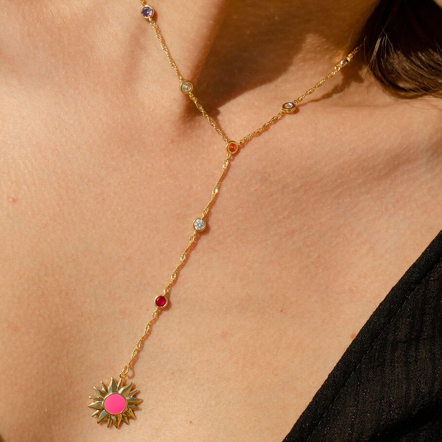 Collier Mi-long RODEO - Multicolore / Doré 5 Collier Mi-long RODEO - Multicolore / Doré – Image 3