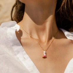 Collier Mi-long RODEO - Rose / Doré -Femini Boutique 02680192 315 TU M2
