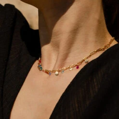 Collier Ras Du Cou CYCLADES - Multicolore / Doré 7 Collier Ras Du Cou CYCLADES - Multicolore / Doré -Femini Boutique 02681161 256 TU M2