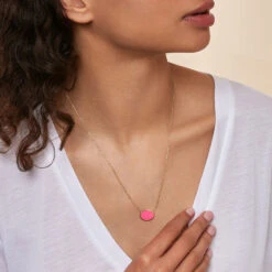 Collier Mi-long ATMA - Nacre /rose -Femini Boutique 02690140 642 TU M1