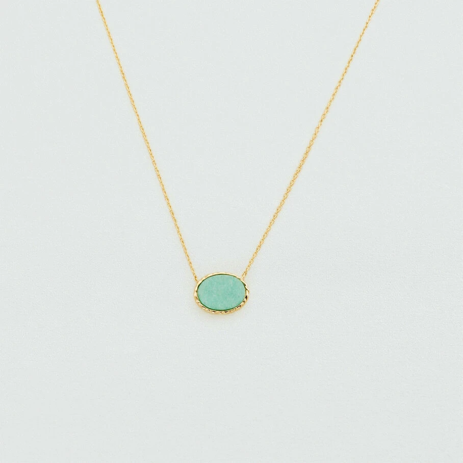 Collier Mi-long ATMA - Amazonite/ Jaune 3 Collier Mi-long ATMA - Amazonite/ Jaune