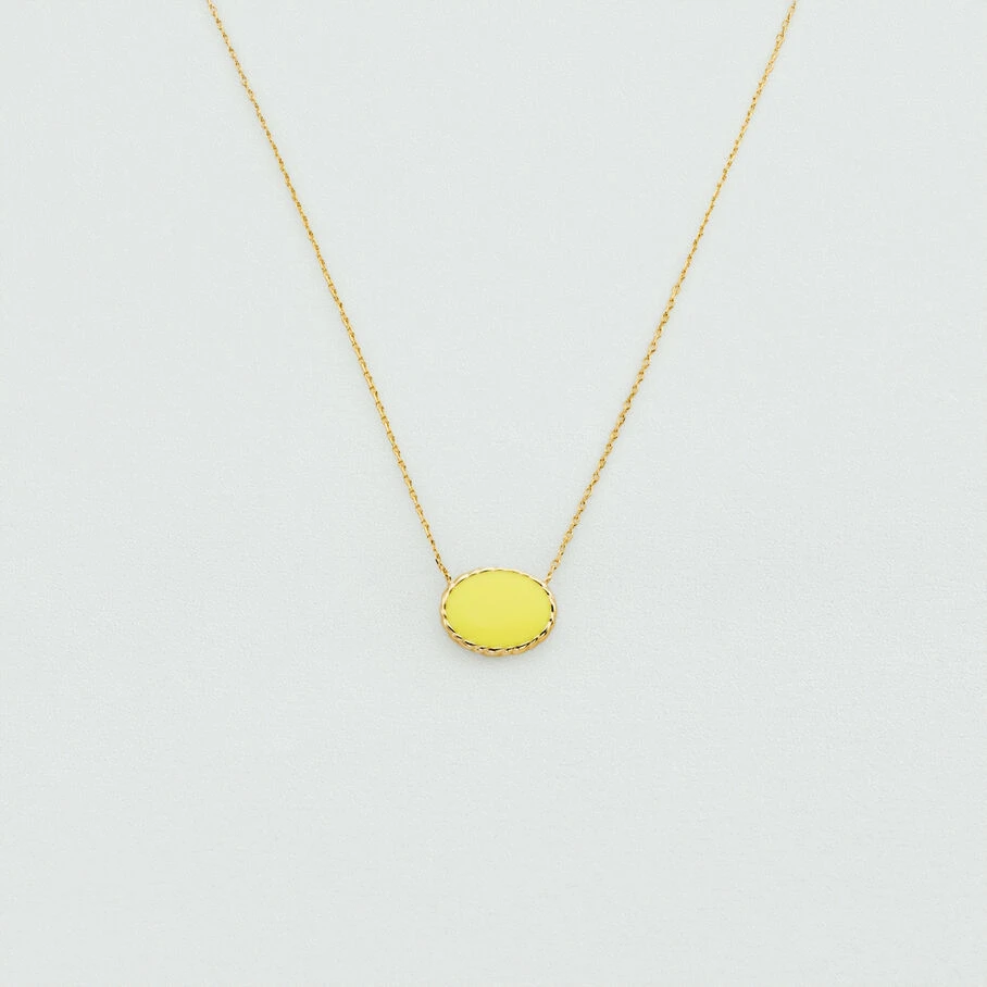 Collier Mi-long ATMA - Amazonite/ Jaune 4 Collier Mi-long ATMA - Amazonite/ Jaune – Image 2